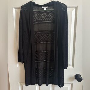 croft & barrow Black Openwork Long Cardigan
